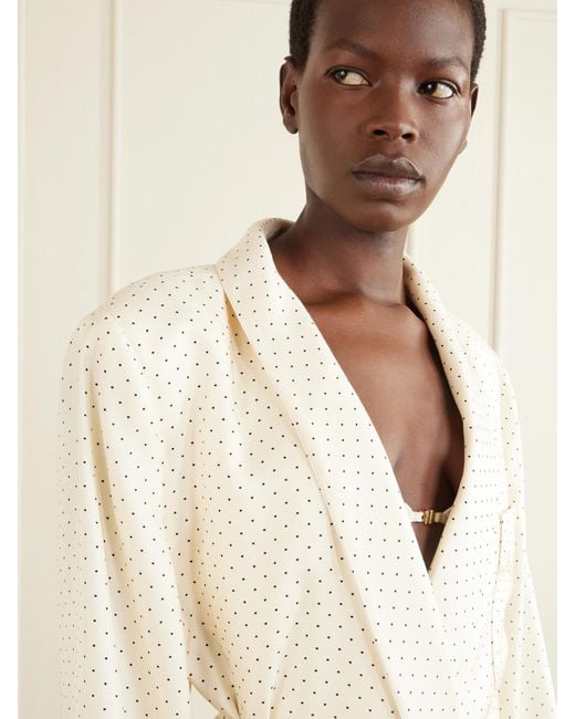 Tom Ford Natural Polka-Dot Silk Robe