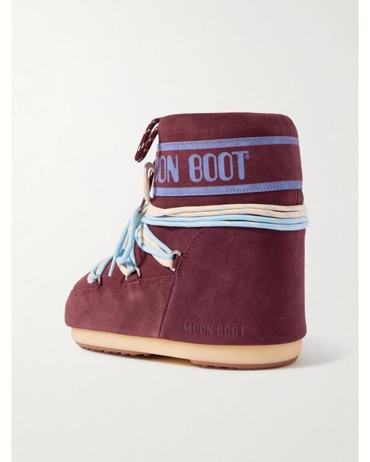 Moon Boot Red Icon Low Printed Suede Snow Boots