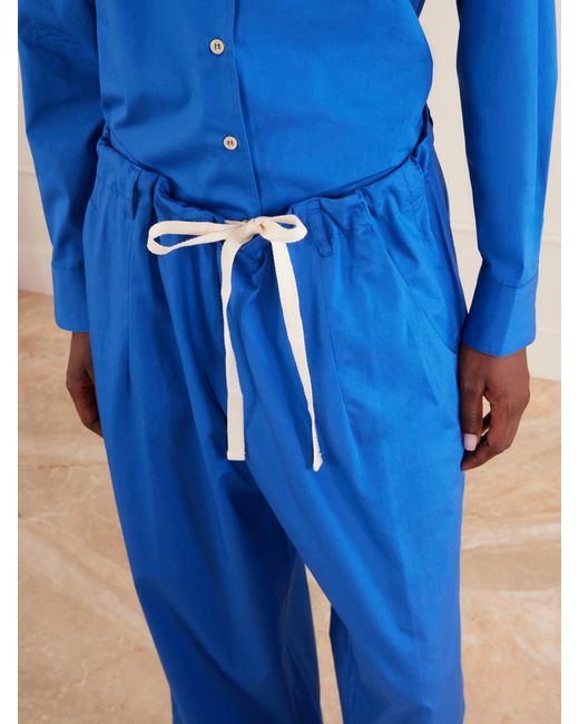 Jamie Haller Blue Lotus Cotton-Poplin Wide-Leg Pants