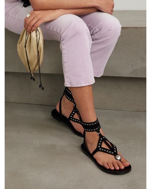 Isabel Marant Black Edil Cutout Studded Suede Sandals