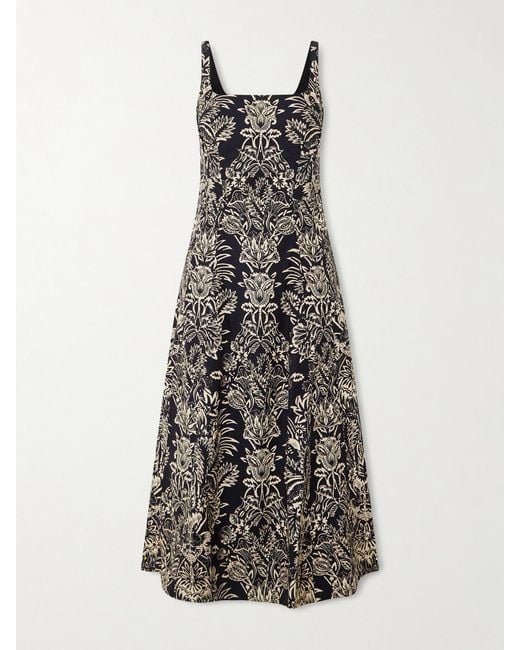 Ulla Johnson White Natali Midikleid Aus Baumwolle Mit Blumenprint