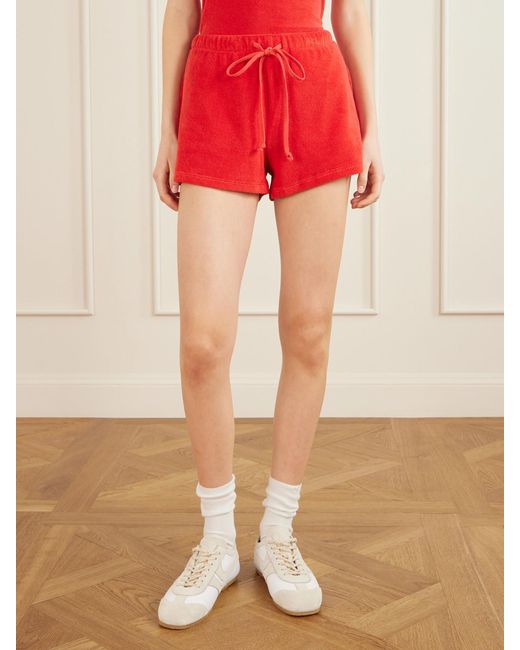 Suzie Kondi Red Shallis Cotton-Blend Terry Shorts