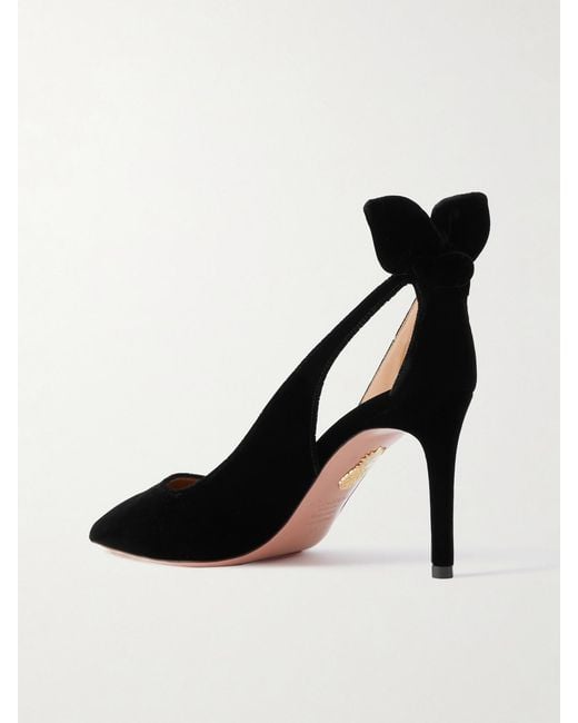 Aquazzura Black Bow Tie 85 Velvet Pumps