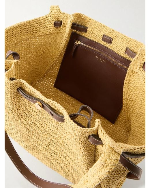 Tory Burch Natural Romy Leather-Trimmed Straw Tote