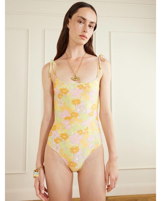 Chloé Yellow Floral-Print Swimsuit