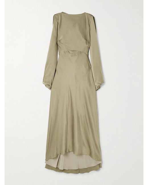 Roksanda Natural Koda Draped Cape-Effect Silk-Satin Maxi Dress