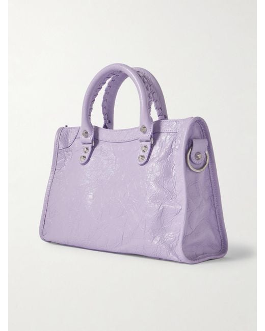 Sac À Main En Cuir Texturé À Ornements Le City Small Balenciaga en coloris Purple