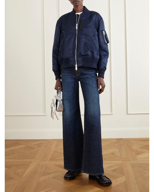 Sacai Blue Pleated Padded Shell Bomber Jacket
