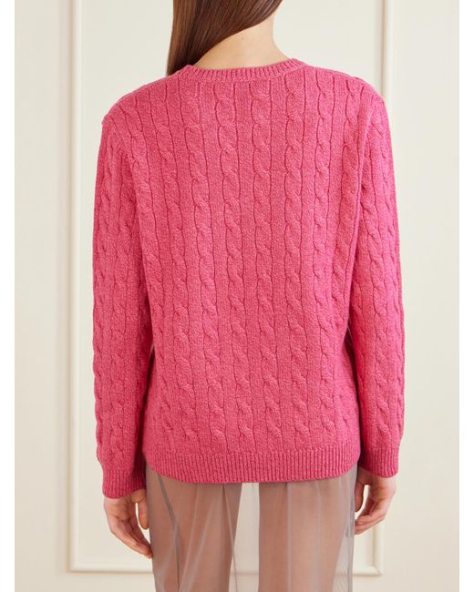 Valentino Garavani Pink Cable-Knit Virgin Wool Sweater