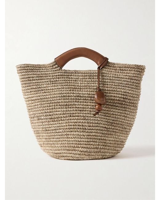 Hunting Season Natural Leather-Trimmed Raffia Tote