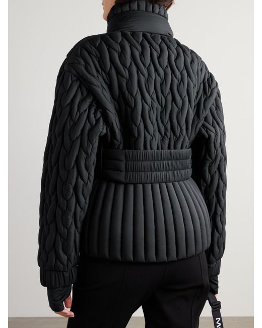 Moncler Black Maipo Appliquéd Belted Quilted Padded Shell Down Ski Jacket