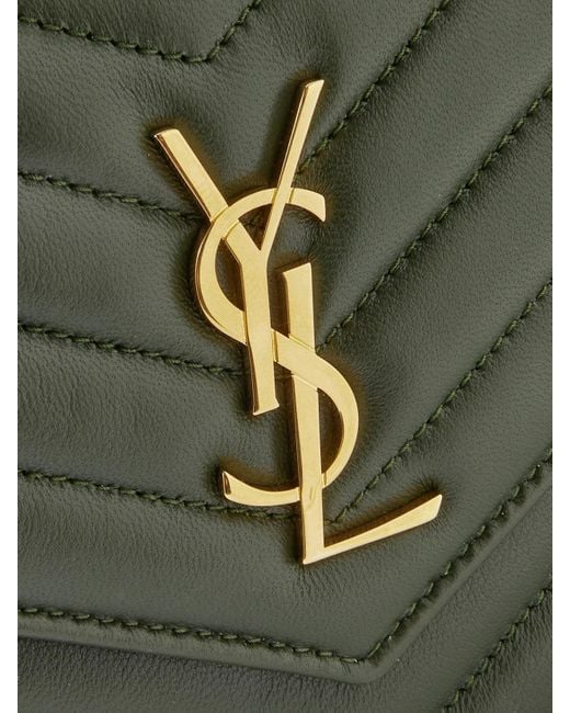 Saint Laurent Green Cassandre Envelope Mini Schultertasche Aus Matelassé-Leder