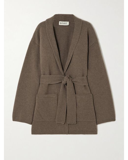 Rohe Brown Cardigan Aus Einer Wollmischung Mit Bindegürtel