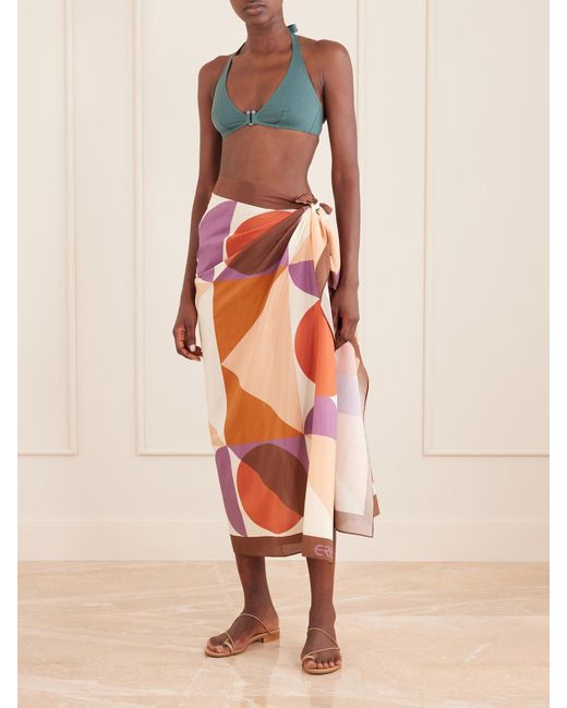 Eres Orange Luisa Printed Cotton And Silk-Blend Sarong