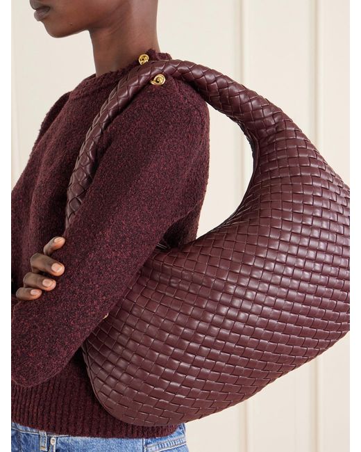 Bottega Veneta Purple Veneta Medium Intrecciato Leather Shoulder Bag