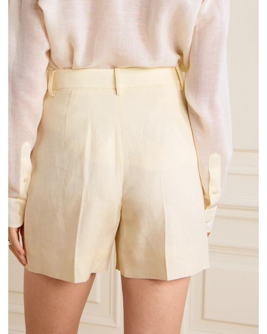 Ralph Lauren Natural Tracy Pleated Linen Shorts