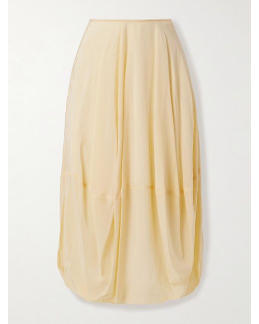 Lemaire Natural Balloon Organic Silk Crepe De Chine Midi Skirt