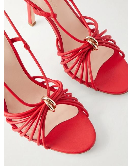 Loeffler Randall Red Mareka 90 Embellished Leather Sandals