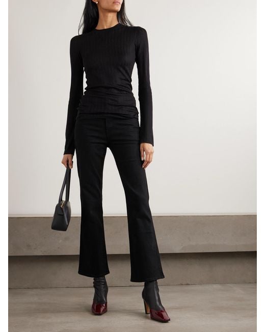 Khaite Black Vivian Mid-Rise Slim-Leg Jeans