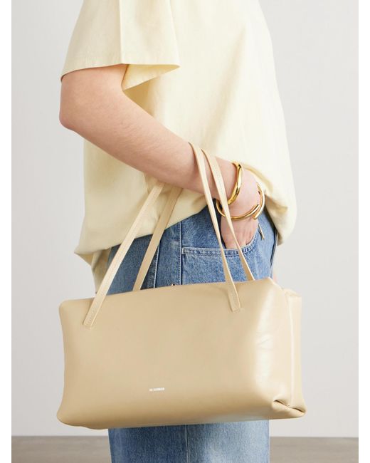 Jil Sander Medium Leather Tote in Natural | Lyst