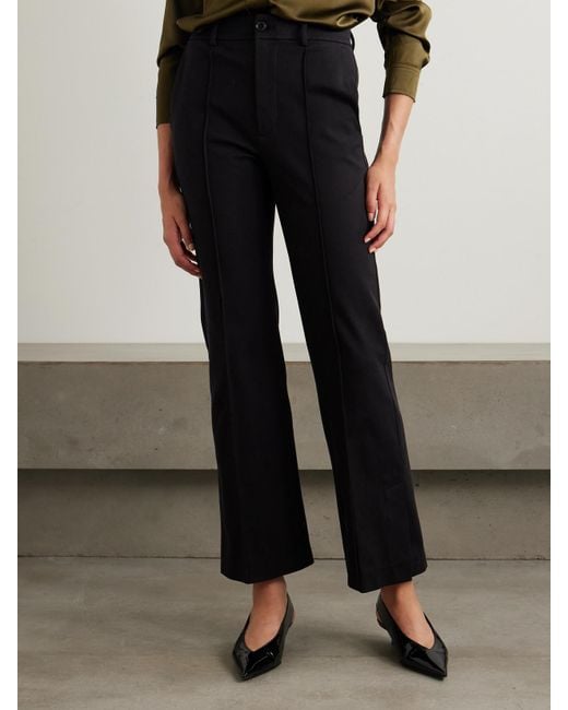 FRAME Black Crop Kick Flare Hose Aus Stretch-Baumwolle