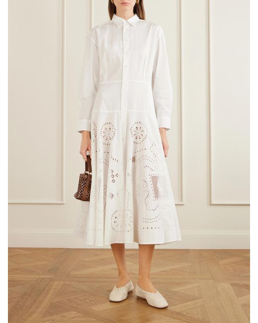Polo Ralph Lauren White Broderie Anglaise Cotton Midi Dress