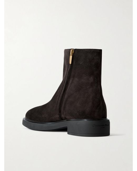 Gianvito Rossi Black Lexington 20 Leather-Trimmed Suede Ankle Boots
