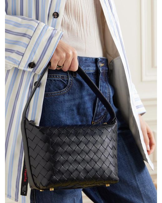 Bottega Veneta Black Wallace Mini Intrecciato Leather Shoulder Bag