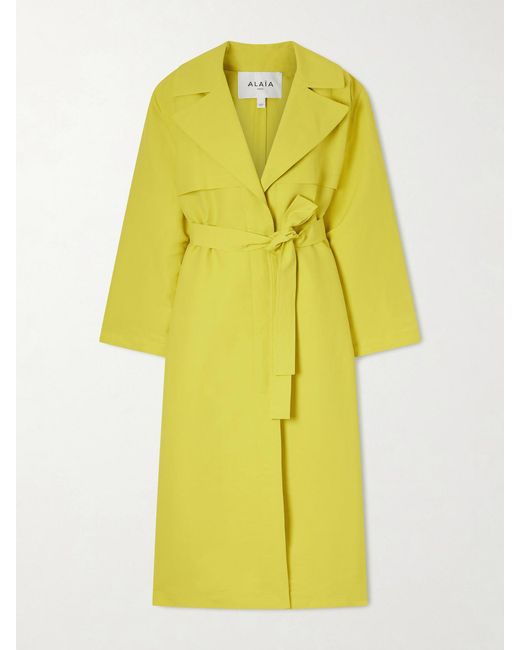 Alaïa Yellow Belted Paper-Blend Trench Coat