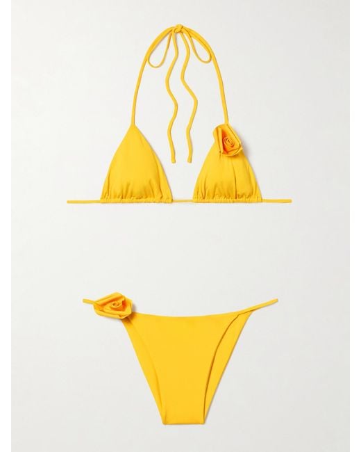 Maygel Coronel Yellow Gola Triangel-Bikini Mit Neckholder Und Applikationen