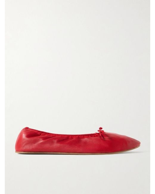 The Row Red Leather Ballet Flats