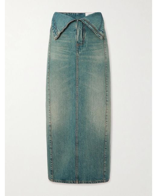 Alexander McQueen Green Midi-Jeansrock