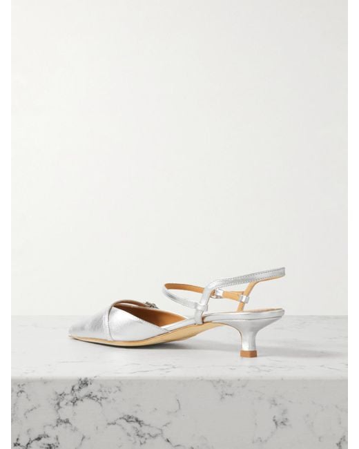Aeyde Natural Melia Slingback-Pumps Aus Metallic-Leder Mit Schnallen