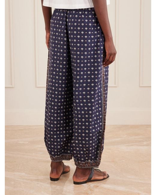 Doen Blue Yarrow Printed Cotton Balloon Pants
