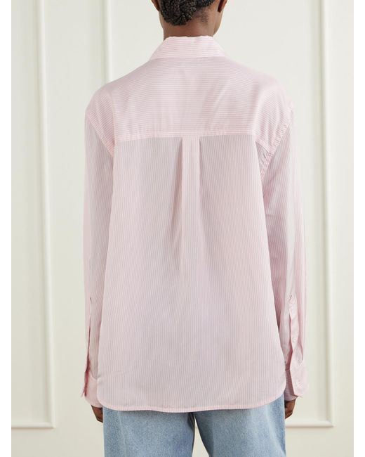 Bottega Veneta Pink Logo-Embroidered Pinstriped Crepon Shirt