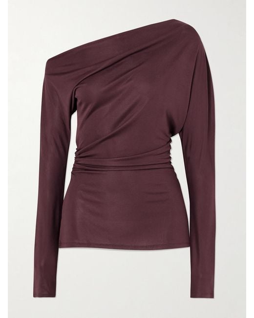 TOVE Purple Blake Draped Stretch-Jersey Top