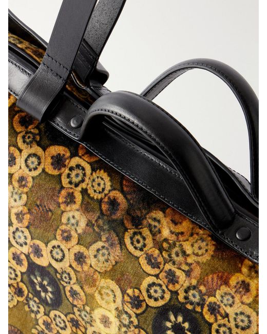 Dries Van Noten Brown Carter Printed Leather-Trimmed Velvet Tote