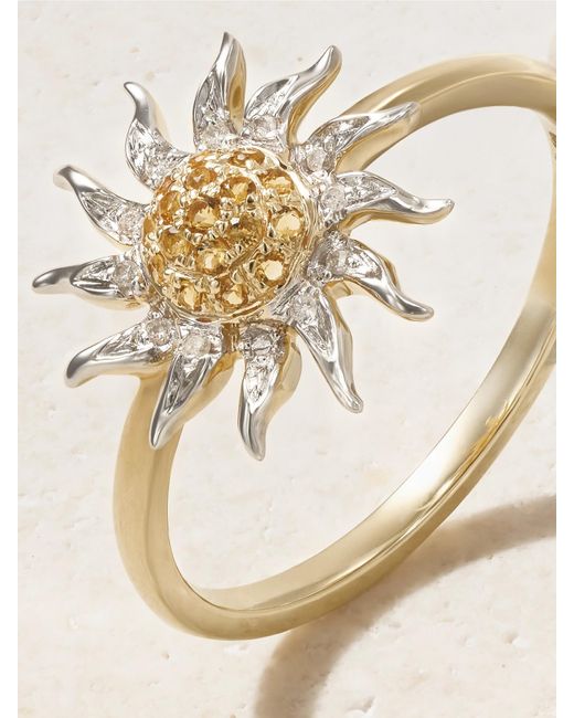 Yvonne Léon Natural Mini Soleil 18-Karat And, Diamond And Citrine Ring