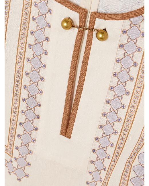 Zimmermann Natural Printed Linen Mini Dress