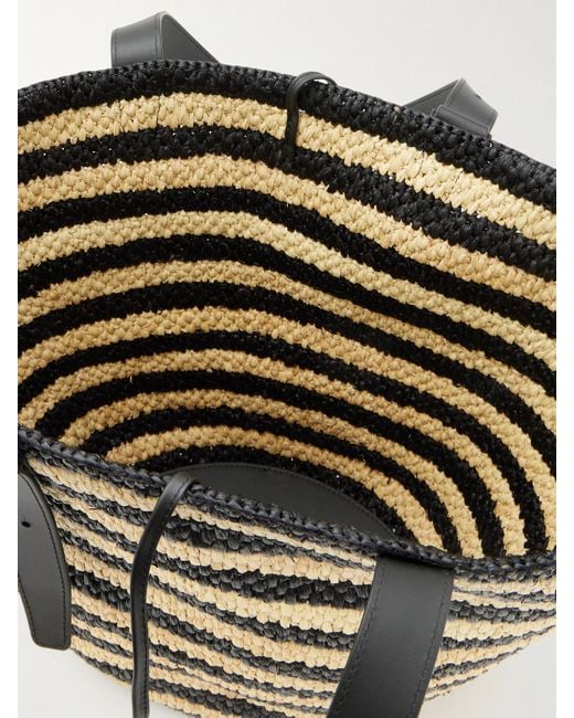 LIE STUDIO Natural The Bianca Large Leather-Trimmed Striped Raffia Tote