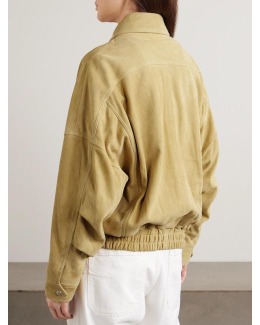 Nour Hammour Yellow Dalma Suede Bomber Jacket