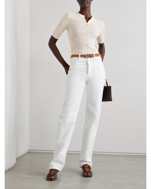 A.L.C. Natural Fisher Ribbed Cotton-Blend Top