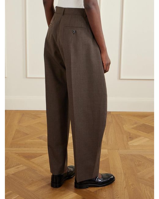 Sacai Brown Pleated Belted Twill Wide-Leg Pants