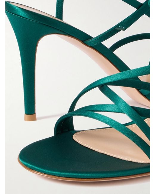 Gianvito Rossi Green 85Mm Satin Sandals