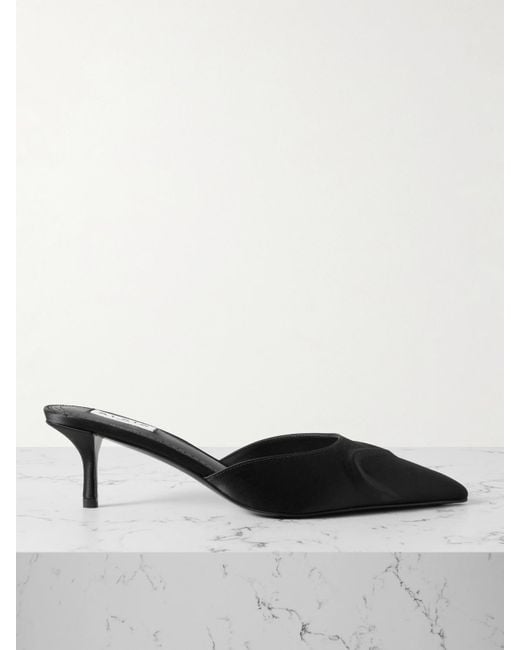Alaïa White 55 Satin Mules