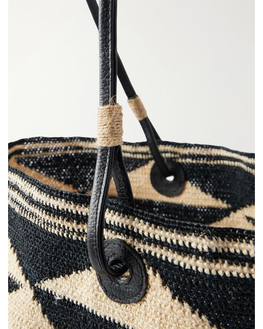 Sensi Studio White Shiga Medium Leather-Trimmed Sisal Shoulder Bag