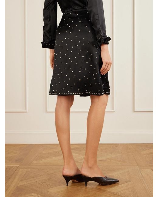 Wales Bonner Black Cosmic Embellished Satin Midi Skirt