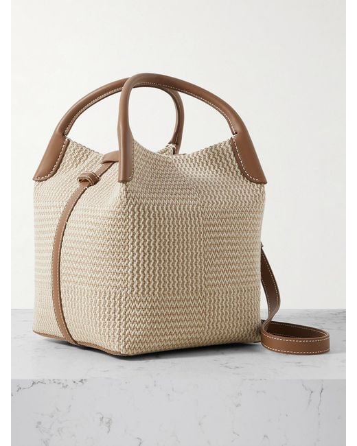 Loro Piana Natural Bale Small Leather-Trimmed Woven Cotton Shoulder Bag