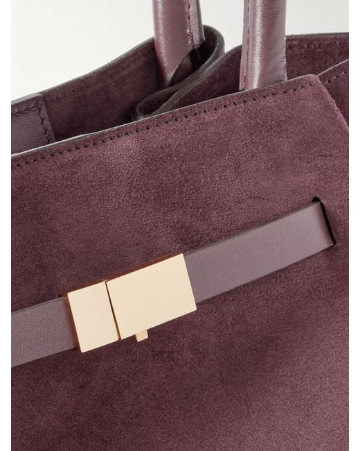 DeMellier London Purple New York Large Leather-Trimmed Suede Tote