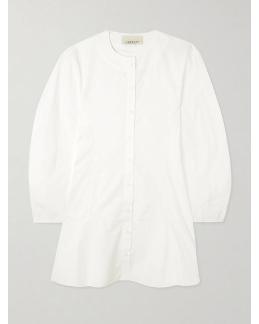 LIBEROWE White Cotton-Poplin Mini Shirt Dress